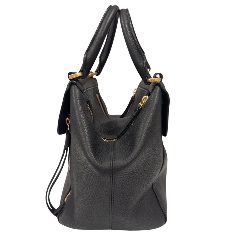 NWOT Tory Burch Black Half Moon Satchel with Gold Accents - Picture 4 of 4